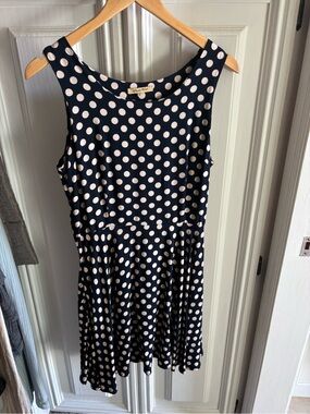 Polka Dot Sleeveless Midi Dress - Black & Cream